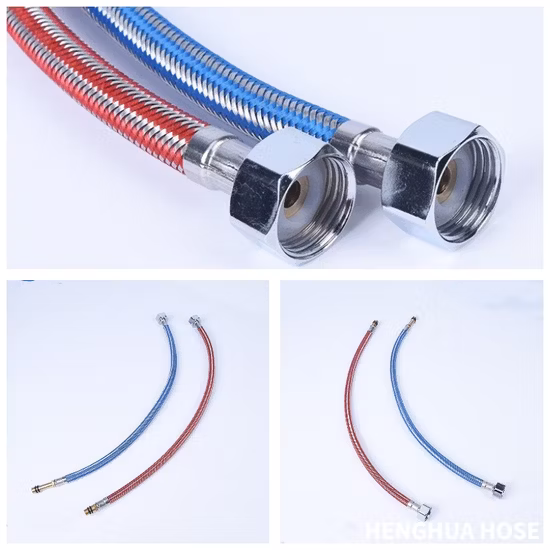 Connecteur de chauffe-eau Flexible en acier inoxydable, pour lavabo de salle de bains, tuyaux de plomberie en métal tressé flexibles, fournisseur d'usine