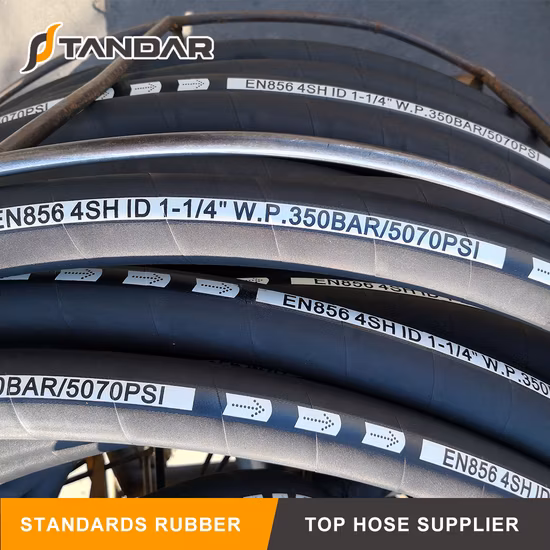 Tuyau hydraulique en caoutchouc renforcé en spirale haute pression 4sh avec raccord